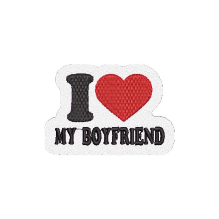 V0015-001 I Love My Boyfriend Embroidered Patch 2.8″×3″ - Image 2