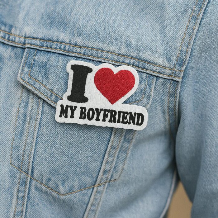 V0015-001 I Love My Boyfriend Embroidered Patch 2.8″×3″ - Image 3