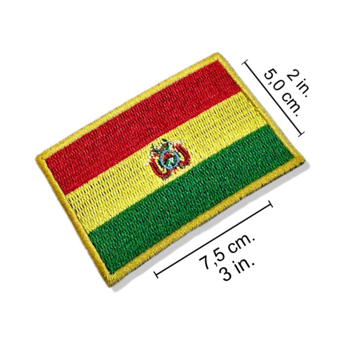 BP0029-001 Bolivia Embroidered Flag Patch 3"x 2" - Image 2