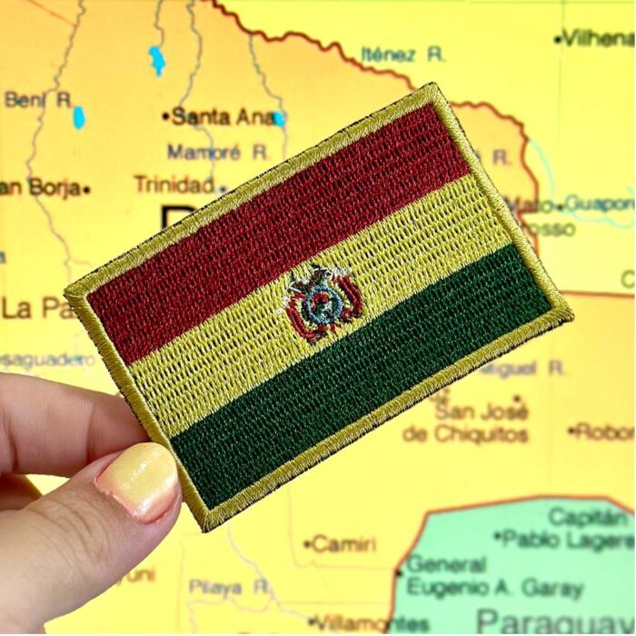 BP0029-001 Bolivia Embroidered Flag Patch 3"x 2" - Image 3