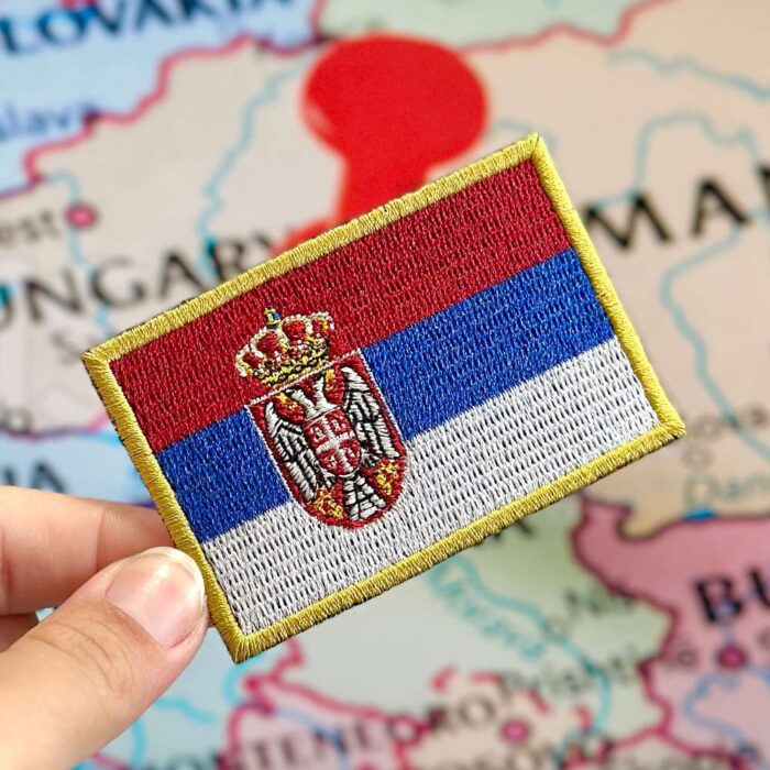 BP0425-001 Serbia Embroidered Flag Patch 3"x2" - Image 3