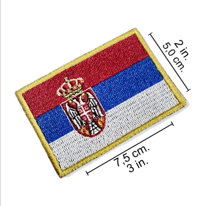 BP0425-001 Serbia Embroidered Flag Patch 3"x2" - Image 2