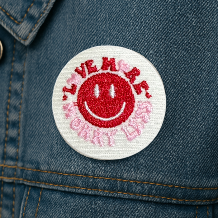 V0009-002 Love More Worry Less Embroidered Patch 1.57"x1.57" - Image 2