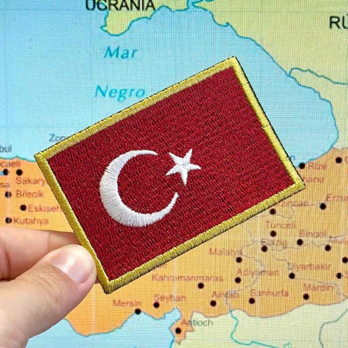 BP0428-075A Turkey Embroidered Flag Patch 3"x2" - Image 3