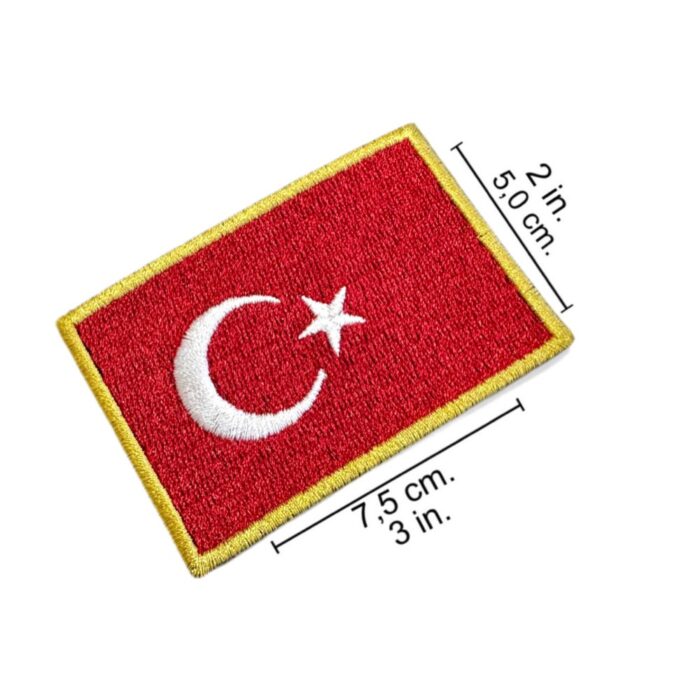 BP0428-075A Turkey Embroidered Flag Patch 3"x2" - Image 2