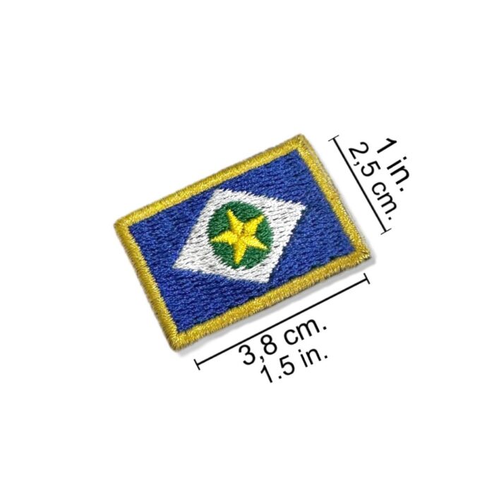 BE0193-031 Mato Grosso Norte Brazil Embroidered Flag Patch 1.5"x1" - Image 2