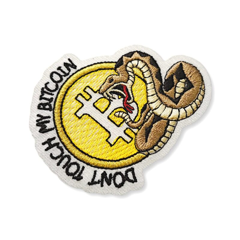 V0037-075A Don't Touch My Bitcoin Embroidered Patch 3"x2.36"