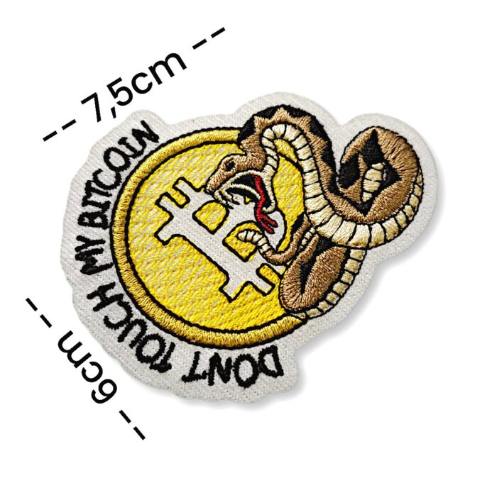 V0037-075A Don't Touch My Bitcoin Embroidered Patch 3"x2.36" - Image 2