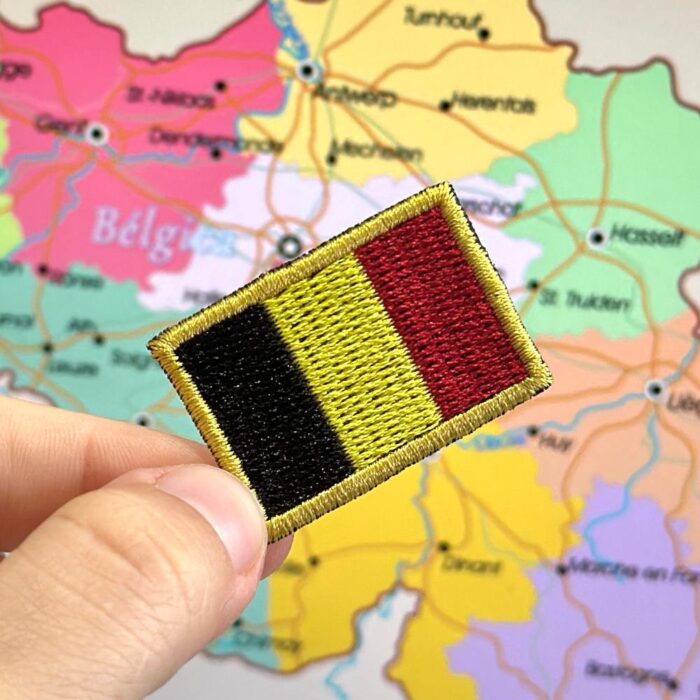 BP0215-031 Belgium Embroidered Flag Patch 1.5"x1" - Image 3