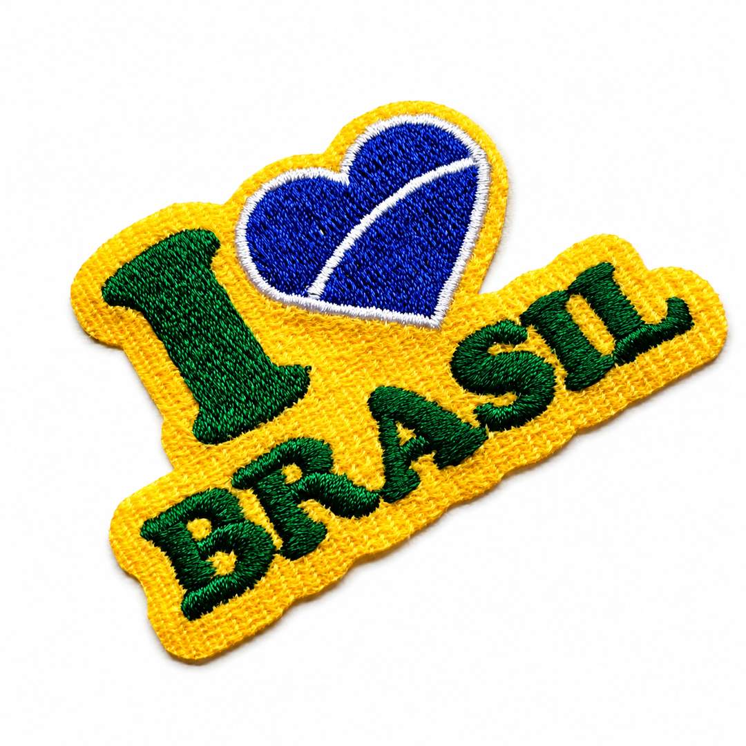 V0065-075C Eu Amo O Brasil Patch Bordado Patriota Termocolan