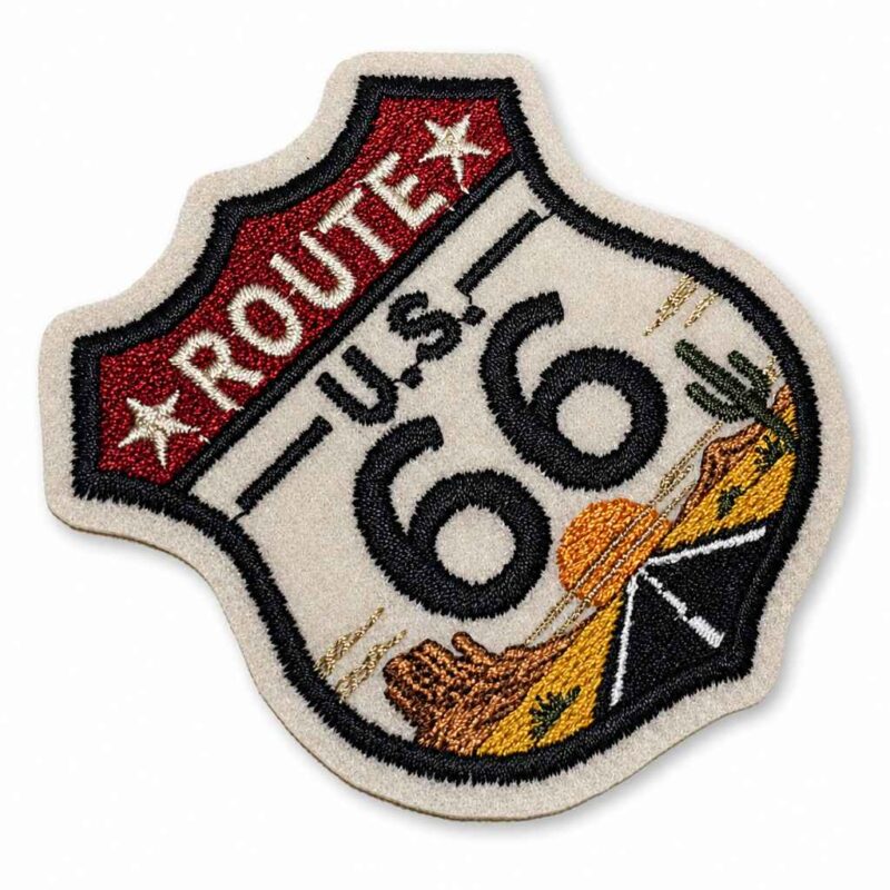 MOT296-070A Embroidered Patch Route 66 7,0x8,0cm