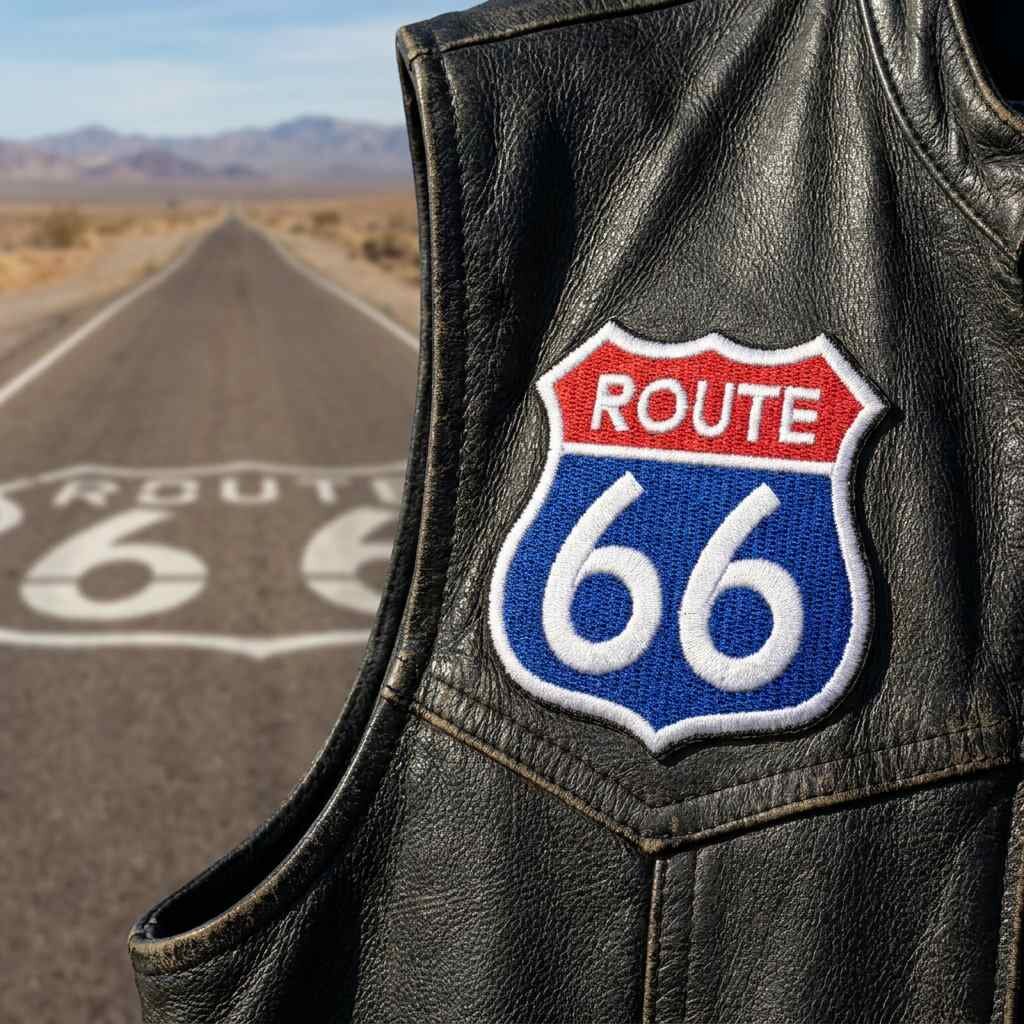MOT223T075-A Route 66 Embroidered Patch motorcyclist 2,95x3,07in - Image 4