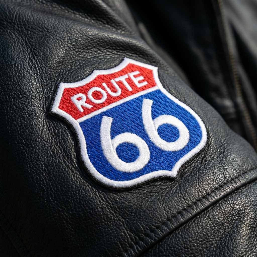 MOT223T075-A Route 66 Embroidered Patch motorcyclist 2,95x3,07in - Image 2