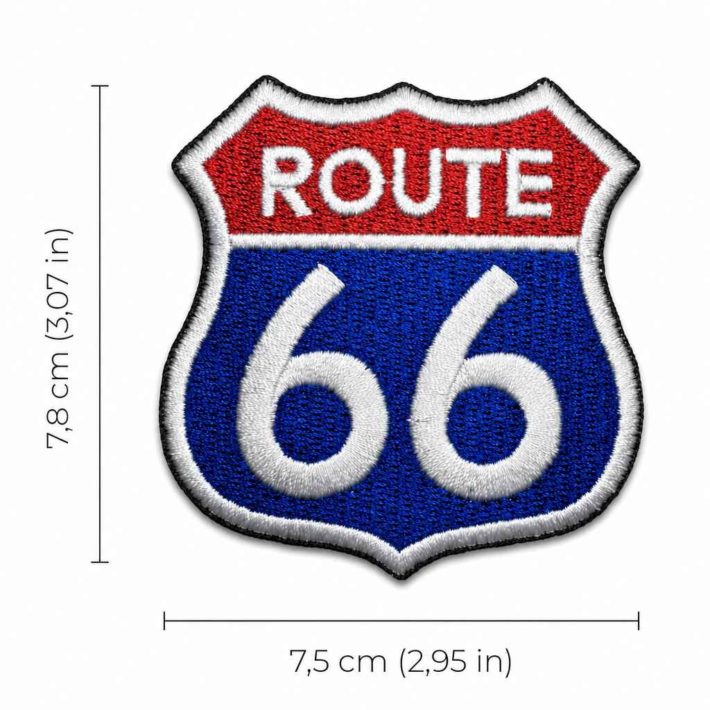 MOT223T075-A Route 66 Embroidered Patch motorcyclist 2,95x3,07in - Image 3