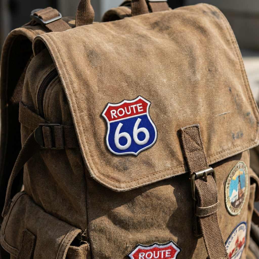 MOT223T075-A Route 66 Embroidered Patch motorcyclist 2,95x3,07in - Image 5