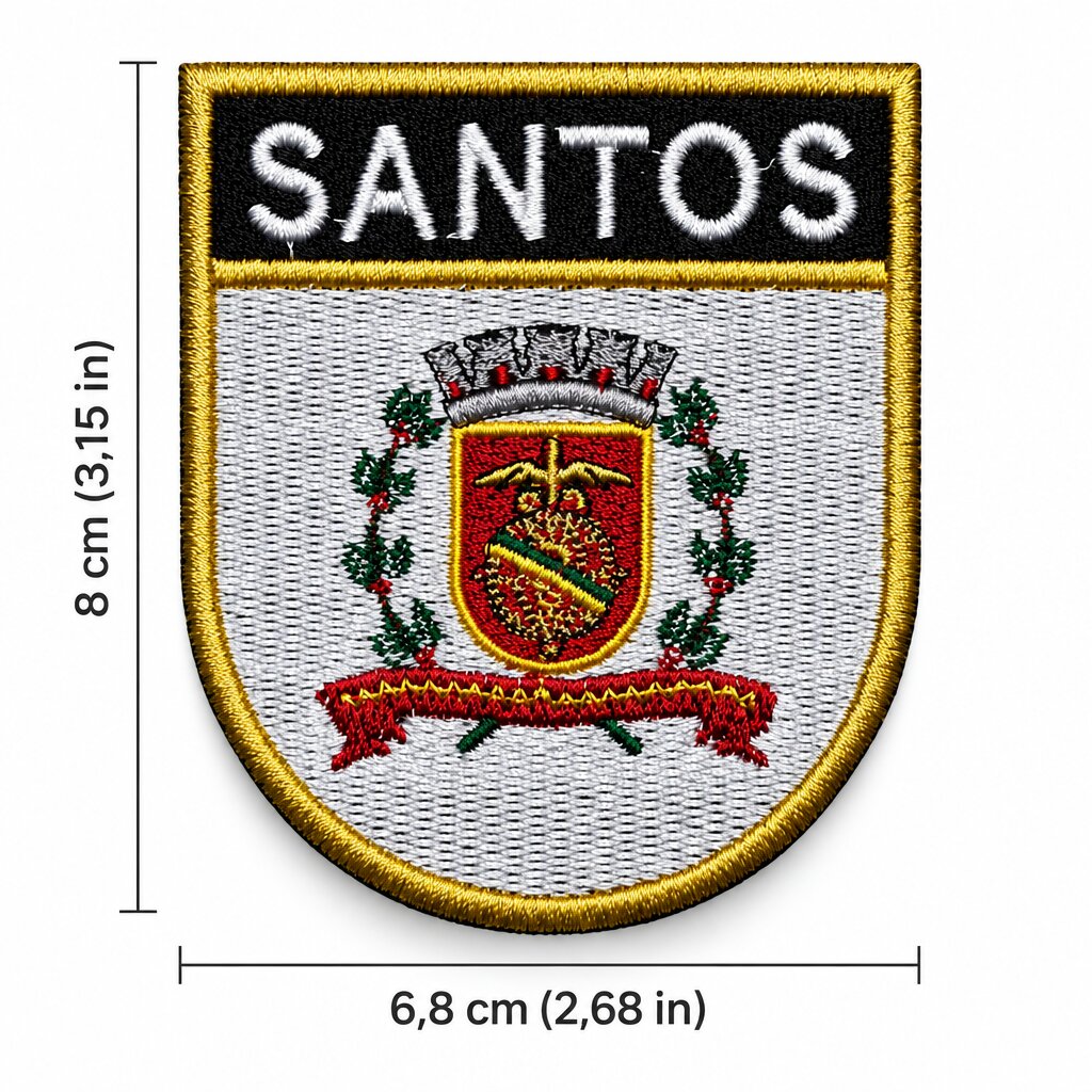 BC0017E-068A Santos SP Brazil Coat of Arms Embroidered Patch 2.68x3.15in - Image 3